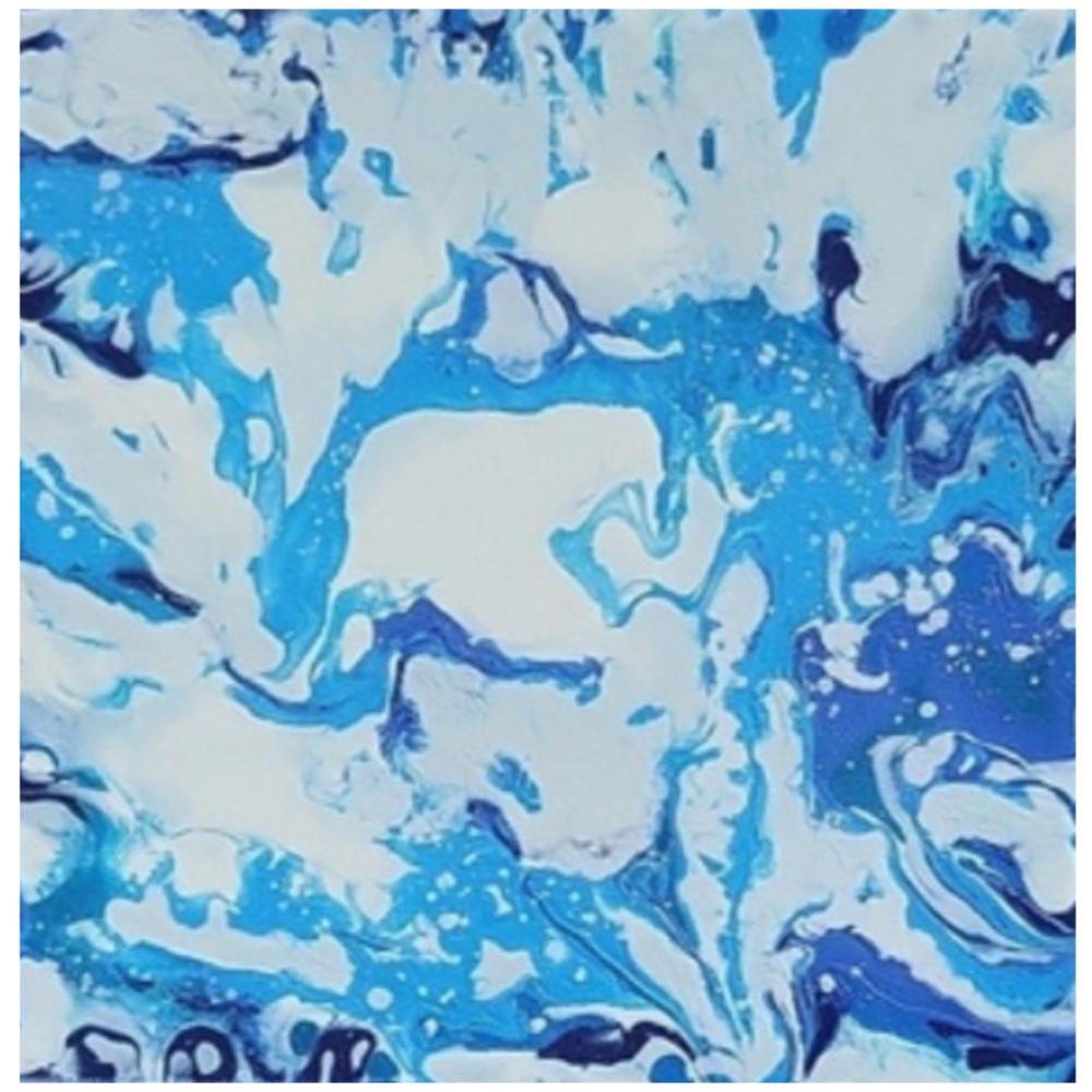 Hand Crafted Blue and White Abstract Design 12 x 12 Inches Canvas Painting - Picture 2 of 4